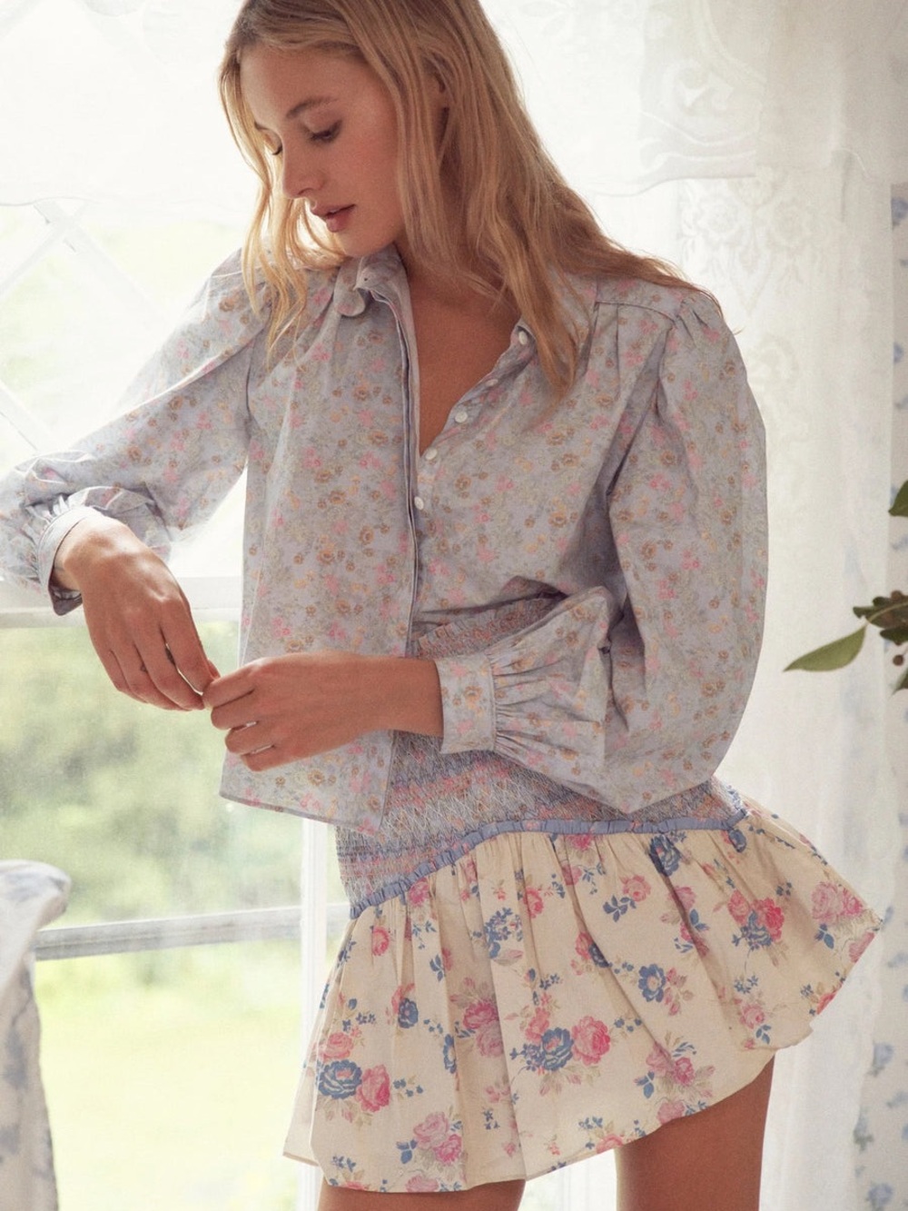 Love shack fancy baby blue skies Sanson button up blouse